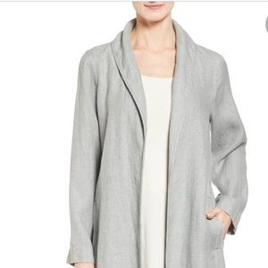 Eileen fisher organic cotton linen long blazer small